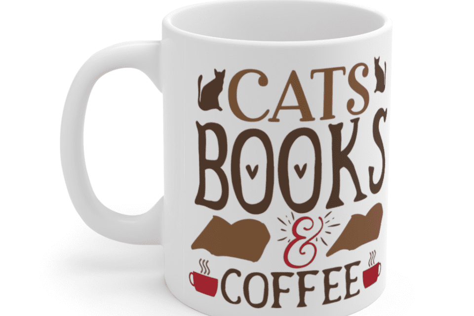 Cats Books & Coffee – White 11oz Ceramic Coffee Mug