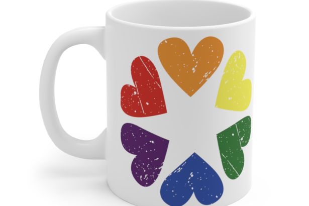 Rainbow Hearts – White 11oz Ceramic Coffee Mug 2