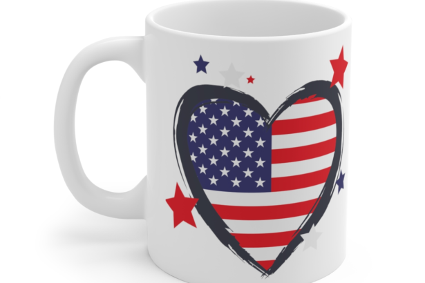 Heart USA Flag – White 11oz Ceramic Coffee Mug